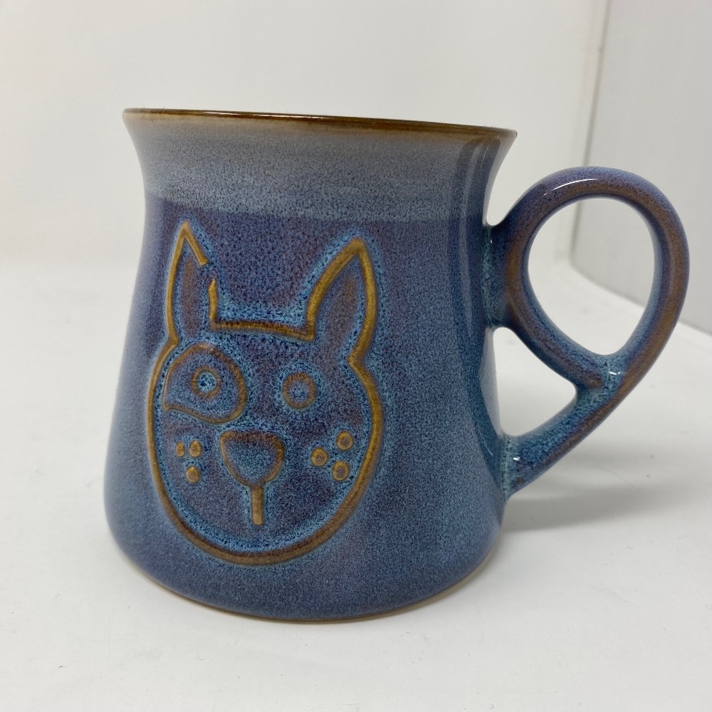 La Rochelle Coffee Mug Hipster Cat Blue Hand Crafted Handmade Large Size
